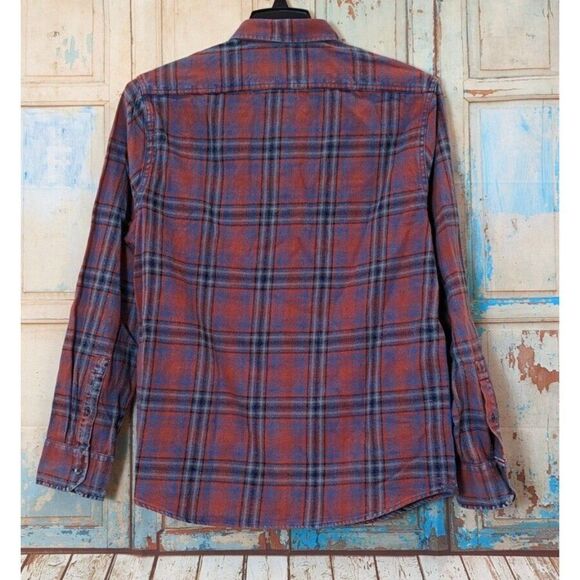 Flag & Anthem Mens Size Large Rust Navy Long Sleeve Collared Button-Up Shirt - Picture 5 of 10